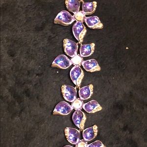 Crystal, purple flower bracelet